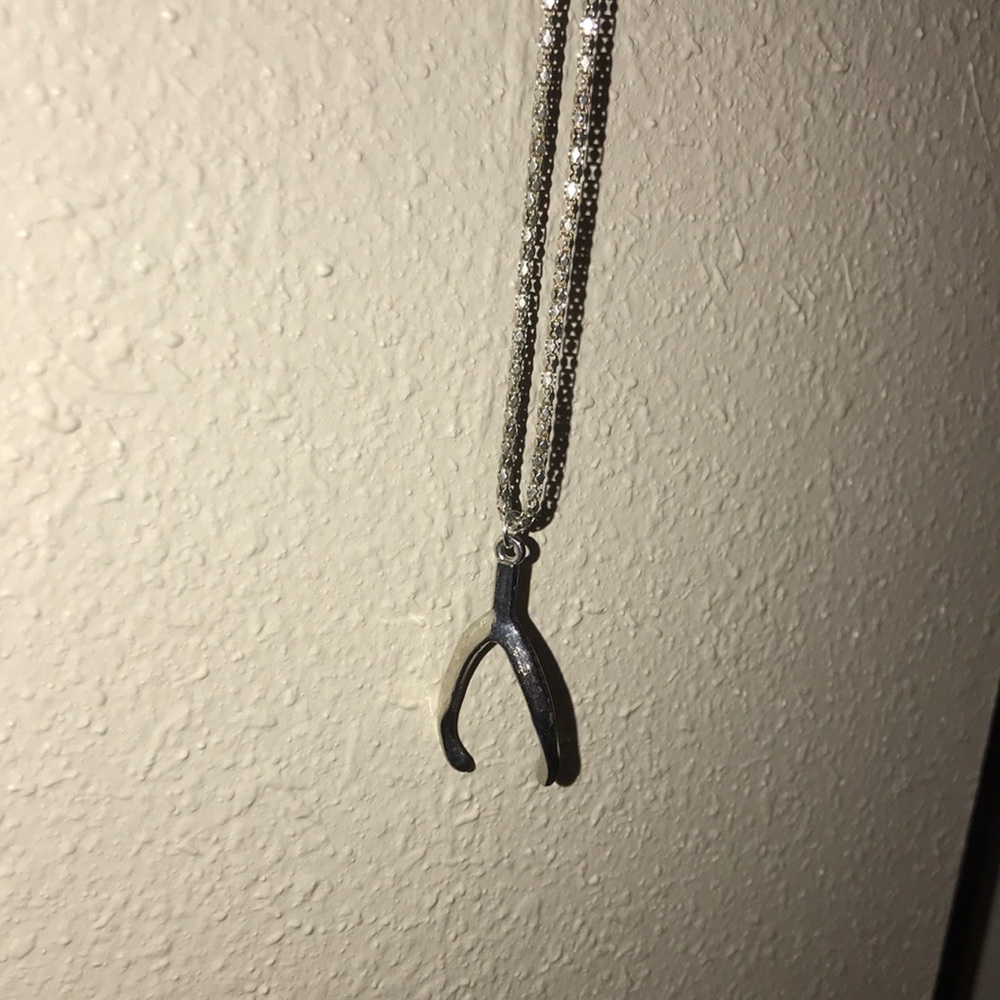 Silver wishbone necklace
